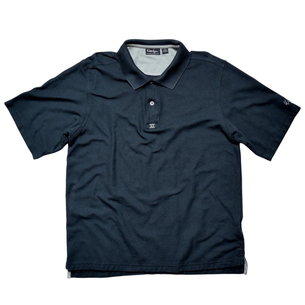 Walter Hagen 11 Majors Mens M Black 100% Pima Cotton Pique Golf Polo Shirt